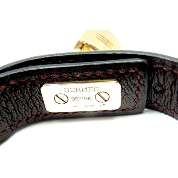 Very Rare! Authentic HERMES 18k Yellow Gold & Crocodile Burgundy Bracelet Box - Picture 4 of 12